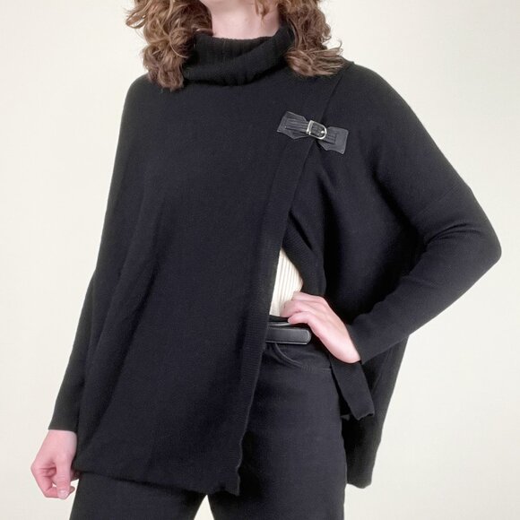 100% Cashmere Neiman Marcus Sweater Cape Shawl Loose Oversized Relaxed Fit Long - Picture 2 of 8